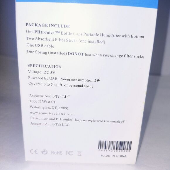 Mini Portable Blue Bottle Cap Air Humidifier With USB Cable for Office & Home - Picture 7 of 11